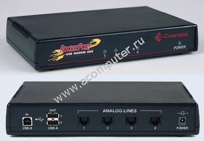 Comtrol RocketPort USB Modem Hub 4-Port, 4    . 4  V.90/56K flex   RJ-11, 2  USB HUB  , 230 Kbps, retail