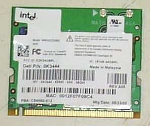 Intel Pro/Wireless 2200/Dell Inspiron 802.11b Mini-PCI Wireless Wi-Fi Card, p/n: 0K3444, OEM ( )