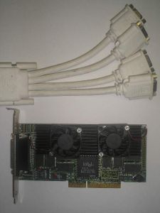 Colorgraphic Predator Pro 4 PCI Quad Screen (4 monitor) Video Card, 4-port, 256MB/w cable, AGP, p/n: PC-612324-R2, OEM ()